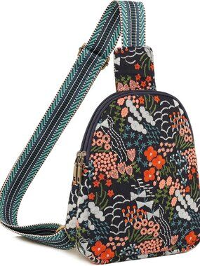 Boho Embroidered Sling Bag for Women Crossbody Bag Shoulder Purse